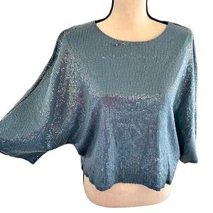 NEW Jennifer Lopez Sequin Half Sleeve Blouse X-Small